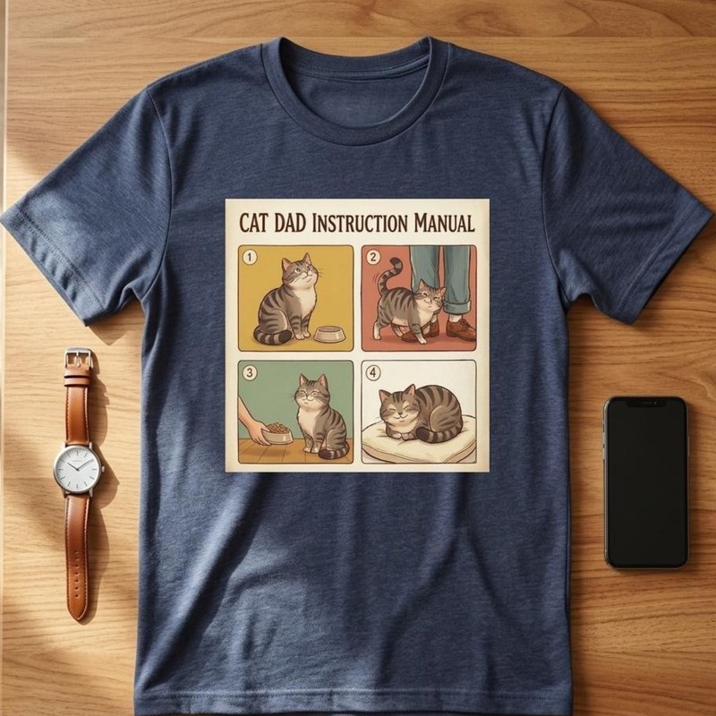 Cat Dad Instruction Manual tabby cat t-shirt - funny Father's Day gift for cat dads