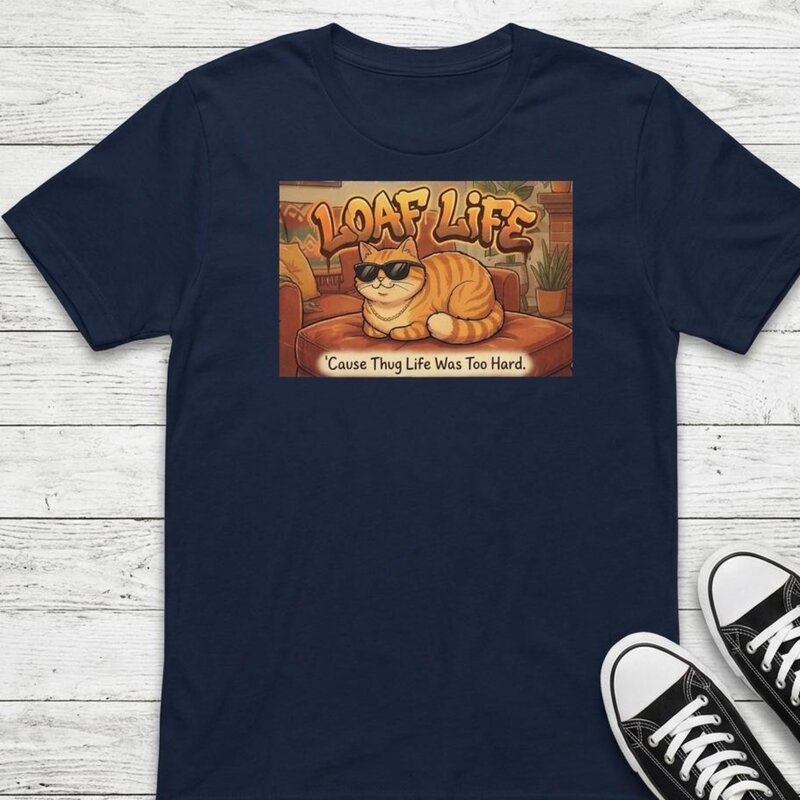 Loaf Life orange tabby cat t-shirt - thug life cat parody for orange cat owners