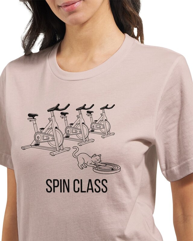 Spin Class cycling cat t-shirt - funny gym cat gift by The Cuddly Cat Company